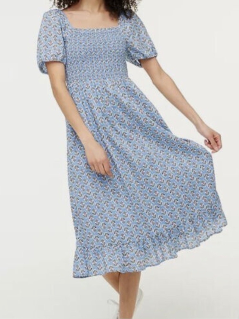Jcrew NWT Square-Neck Midi Dress in Light Blue Floral